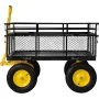 Steel Garden Cart, Heavy Duty 635 kg Capacity, with Removable Mesh Sides to Convert into Flatbed, Utility Metal Wagon with 2-in-