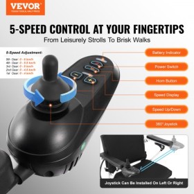 Foldable Electric Wheelchair Motorized Power Chair 300 lbs 20 in Wide Seat