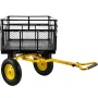 Steel Garden Cart, Heavy Duty 635 kg Capacity, with Removable Mesh Sides to Convert into Flatbed, Utility Metal Wagon with 2-in-