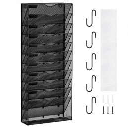 Filvægstativ Mesh Wall File Holder 1-stykke 12 Lommer til kontor/skole