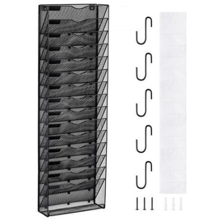 File Wall Rack Mesh Wall File Holder 1-Piece 16 Pockets for Office/School