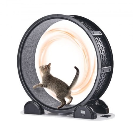 Cat Exercise Wheel with Pedometer 40.8" Cat Treadmill for Pet Health Black