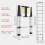 Telescoping Ladder, 320 cm Aluminum One-button Retraction Collapsible Extension Ladder, 170.1 kg Capacity w/ Non-slip Feet, Port