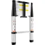 Telescoping Ladder, 320 cm Aluminum One-button Retraction Collapsible Extension Ladder, 170.1 kg Capacity w/ Non-slip Feet, Port