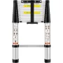 Telescoping Ladder, 320 cm Aluminum One-button Retraction Collapsible Extension Ladder, 170.1 kg Capacity w/ Non-slip Feet, Port