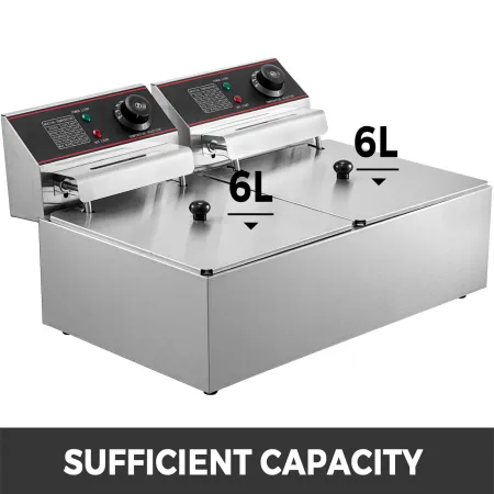 Double Deep Fat Fryer Large 5000W Commercial Deep Fat Fryer Dual Adjustable Temperature Control Twin Chip Fryer Food Grade Stain