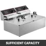 Double Deep Fat Fryer Large 5000W Commercial Deep Fat Fryer Dual Adjustable Temperature Control Twin Chip Fryer Food Grade Stain