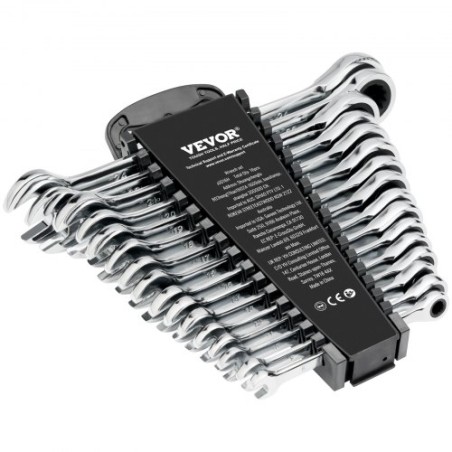 Kombinationsnøgle indstillet 16-delt metrisk 8 mm til 24 mm med arrangørstativet