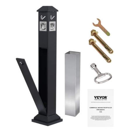 Cigarette Butt Receptacle with 4 Disposal Openings Butt Disposal Black