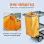 Cleaning Cart, 3-Shelf Commercial Janitorial Cart, 200 lbs Capacity Plastic Housekeeping Cart, with 25 Gallon PVC Bag, 120 x 51 