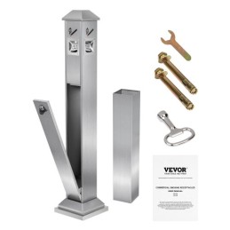 Cigarette Butt Receptacle with 4 Disposal Openings Stainless Steel Silver