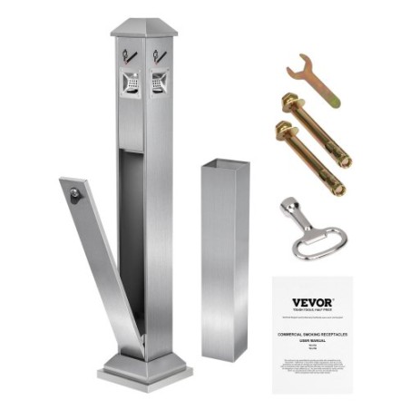 Cigarette Butt Receptacle with 4 Disposal Openings Stainless Steel Silver