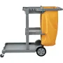 Cleaning Cart, 3-Shelf Commercial Janitorial Cart, 200 lbs Capacity Plastic Housekeeping Cart, with 25 Gallon PVC Bag, 120 x 51 