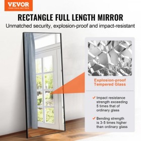 Full Length Floor Mirror 71'' x 31'' Free Standing Wall Mounted Tempered