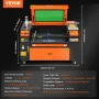 60W CO2 Laser Engraver, 41 x 61 cm(16 x 24 in), 500 mm/s(19.7 IPS) Laser Cutter Machine with 2-Way Pass Air Assist, Compatible w