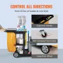 Cleaning Cart, 3-Shelf Commercial Janitorial Cart, 200 lbs Capacity Plastic Housekeeping Cart, with 25 Gallon PVC Bag and Cover,
