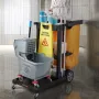 Cleaning Cart, 3-Shelf Commercial Janitorial Cart, 200 lbs Capacity Plastic Housekeeping Cart, with 25 Gallon PVC Bag and Cover,