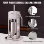 Manual Sausage Stuffer, 5LBS/3L Capacity, Two Speed 304 Stainless Steel Vertical Sausage Stuffer, Sausage Filling Machine with 4