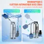 Submersible Water Pump, 1300W 20000L/H, with 10 m Cord and Automatic Tethered Float Switch, Stainless Steel and Cast Iron for Di