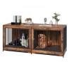 Dog Crate Furniture 75 in Indoor Wooden Dog Kennel with Divider and Tray