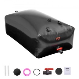 Portable Water Storage Bladder 142.7 Gal PVC Collapsible Water Tank Black