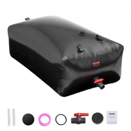 Portable Water Storage Bladder 142.7 Gal PVC Collapsible Water Tank Black