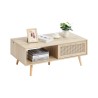 Rattan Coffee Table Rectangle Rattan Coffee Table 2-Tier for Living Room