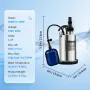 Submersible Water Pump, 550W 9500L/H, with 10 m Cord and Automatic Tethered Float Switch, Portable Stainless Steel for Clean, Em