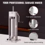 Manual Sausage Stuffer, 11LBS/7L Capacity, Two Speed 304 Stainless Steel Vertical Sausage Stuffer, Sausage Filling Machine with 