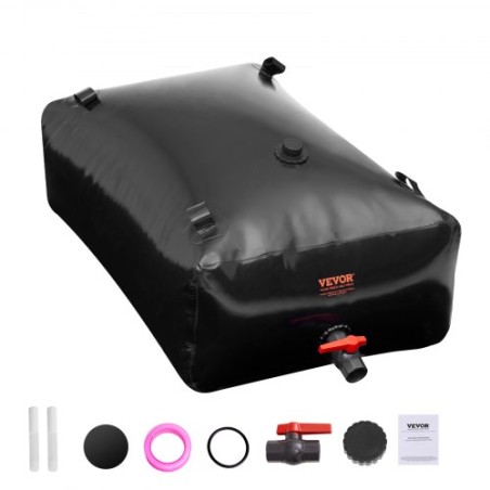 Portable Water Storage Bladder 87 Gal PVC Collapsible Water Tank Black