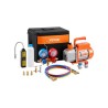 4,5 CFM Single Stage Rotary Vane Vacuum Pump and Manifold Gauge Kit kompatibel med R134A, R22, R12, R502, R502, R410A, R404,