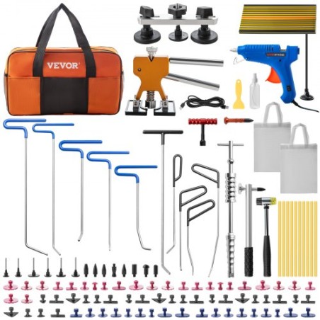 Paintless Dent Removal Rods, 89 PCS Paintless Dent Repair Tools, Golden Lifter Puller Car Dent Repair Kit, Glue Puller Tabs