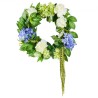 Artificial Decorative Wreath 23 in Blue White Green with Hydrangeas Roses
