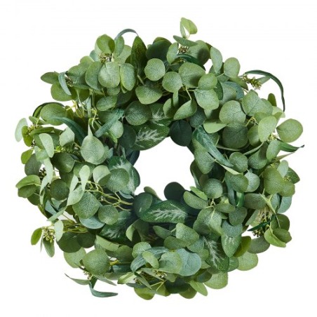 Artificial Decorative Wreath 26 in Green Eucalyptus Leaves Year Round