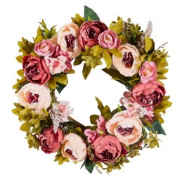 Artificial Decorative Wreath 19 in Pink Peonies Hydrangeas Year Round