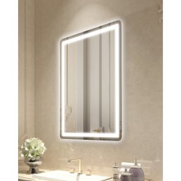 LED Bathroom Mirror 3 Colors Anti-fog Wall Mounted Vanity Mirror 60 x 80cm