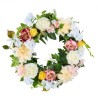 Artificial Decorative Wreath 24 in White Pink Yellow Peonies Hydrangeas