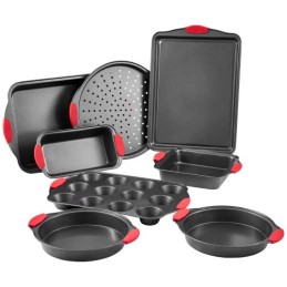 Baking Pan Set 8-Piece Nonstick Carbon Steel Set with Silicone Handles