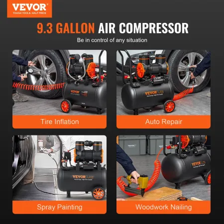Luftkompressor 9,3 gallon 1800W 5,12 CFM ved 90PSI 70 dB Ultra