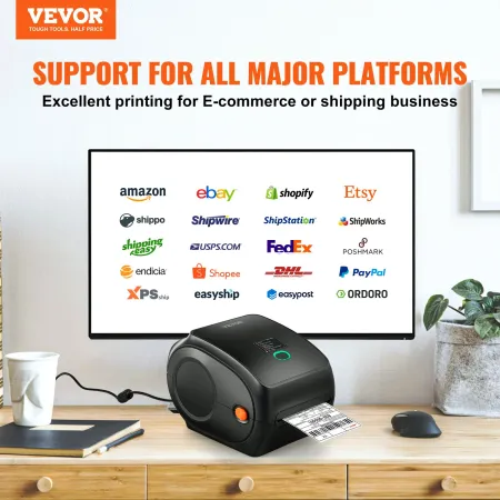 Termisk etiketprinter 4x6 300dpi USB/Bluetooth til Amazon Ebay