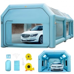 Portable Inflatable Paint Booth, 26x15x10ft Inflatable Spray Booth, Car Paint Tent w/ Air Filter System & 2 Blowers, Upgraded