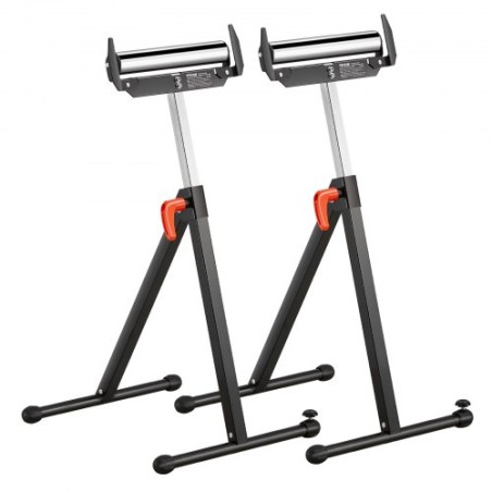 2-Pack Rollers Stand Max Load 250 lb Adjustable 27-43 in for Woodworking