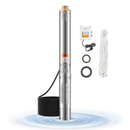 Dyb brønd nedsænket pumpe rustfrit stål vandpumpe 1100W indgangseffekt, 279ft maksimal løft, 65L/min strømningshastighed med