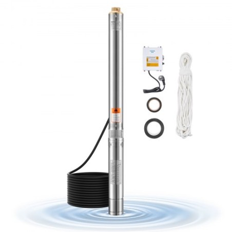 750W Deep Well Submersible Pump Stainless Steel Water Pump 210ft 65L/min