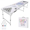 2.4 m Portable Beer Pong Tailgate Table Party Game Cup Holes Pong Balls