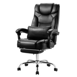 Executive Chair High Back Office Chair med fodstøtten Lumbar Pillow Black