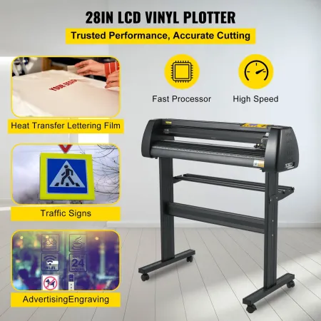 Vinyl Cutter Plotter Machine 28” Signmaster Software Sign Making Machine 720mm Paper Feed Vinyl Cutter Plotter with Stand (28” 7