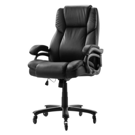 Executive Chair High Back Office Chair Knob-Control Lumbar Support Black