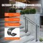Wrought Iron Handrail, Fit 2 or 3 Steps Outdoor Stair Railing, Adjustable Front Porch Hand Rail, Black Transitional Hand railing