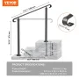 VEVOR Wrought Iron Handrail, Fit 2 or 3 Steps Outdoor Stair Railing, Adjustable Front Porch Hand Rail, Black Transitional Hand r